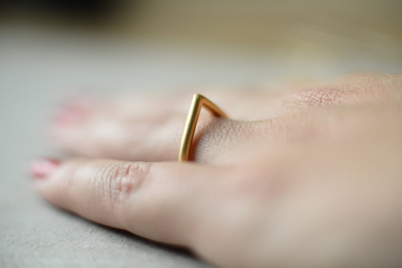 Drop gold ring, stacking ring, Holiday present, gift for her, wedding ring, engagement ring, gift for woman, designer ring, studio baladi image 2