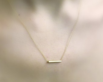 delicate minimalist golden tube bar necklace, gold fill, valentine's day gift, love, simple, bridal, bridesmaid, modern, baladi, simple