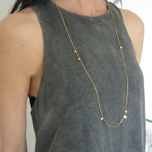 Long Gold Necklace, Gold Dot Necklace, Layered Gold Necklace, Unique Gold Jewelry, Dainty Gold Necklace, Minimalist Long Necklace, Push gift