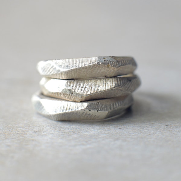 faceted silver ring, holiday day gift, hand made, stacking, geometric jewelry, wedding ,engagement ring,modern, raw,bride, baladi buzz