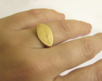 14k Gold Signet Ring, Unique Gold Jewelry, Minimalist Ring, Gold Marquise Ring, Gold Geometric Ring, Unique 14k Gold Ring, Pinky Gold Ring