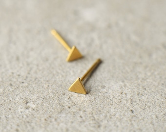 Tiny Triangle studs, minimalist earrings, tiny triangle, stacking earrings, tiny posts,bridesmaid gift,studio baladi, holiday gift for her