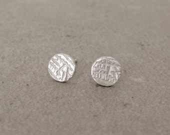 Round Silver Stud Earrings, Circle Stud Earrings, Unique Silver Jewelry, Unique Silver Stud Earrings, Everyday Earrings Sterling Silver