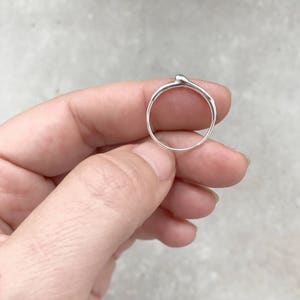 Silver Stacking Ring, Unique Ring for Women, Minimalist Jewelry, 14K White Gold Ring, Minimalist Ring, Liquid Ring, Asymmetric Ring image 3