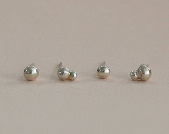 Tiny Stud Earrings, Mix and Match Earrings, Sterling Silver Stud Earrings for Women, Unique Silver Jewelry, Nugget Earrings, Everyday Studs