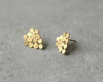 gold cluster earrings, small version, valentine's gift, hand made earrings, bridal earrings, holiday bridesmaid gift, gift for woman, baladi