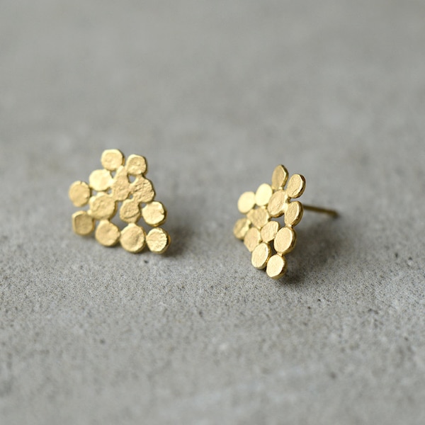 gold cluster earrings, small version, valentine's gift, hand made earrings, bridal earrings, holiday bridesmaid gift, gift for woman, baladi