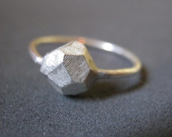 Faceted Silver Ring, Minimalist Silver Jewelry, Minimalist Silver Ring , Geometric Ring for Women, Asymmetric Ring, Unique Silver Ring Women