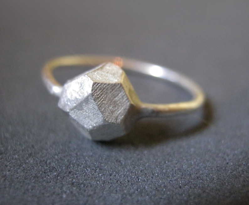 Sterling Silver Rock Ring Valentines Gift Faceted Jewelry Etsy