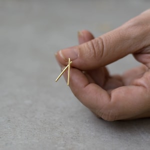 Ear Climber, Line Earrings, Bar Earrings, Unique Gold Jewelry, String Earrings, Tiny Studs, Minimalist Gold Earrings, Line Stud Earrings