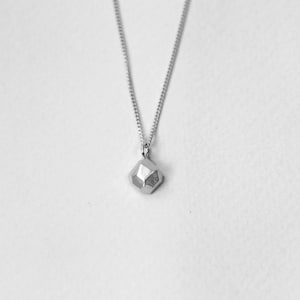 Small Silver Pendant Necklace, Geometric Silver Necklace, Unique Silver Necklace for Woman, Unique Dainty Necklace, Faceted Ball Necklace