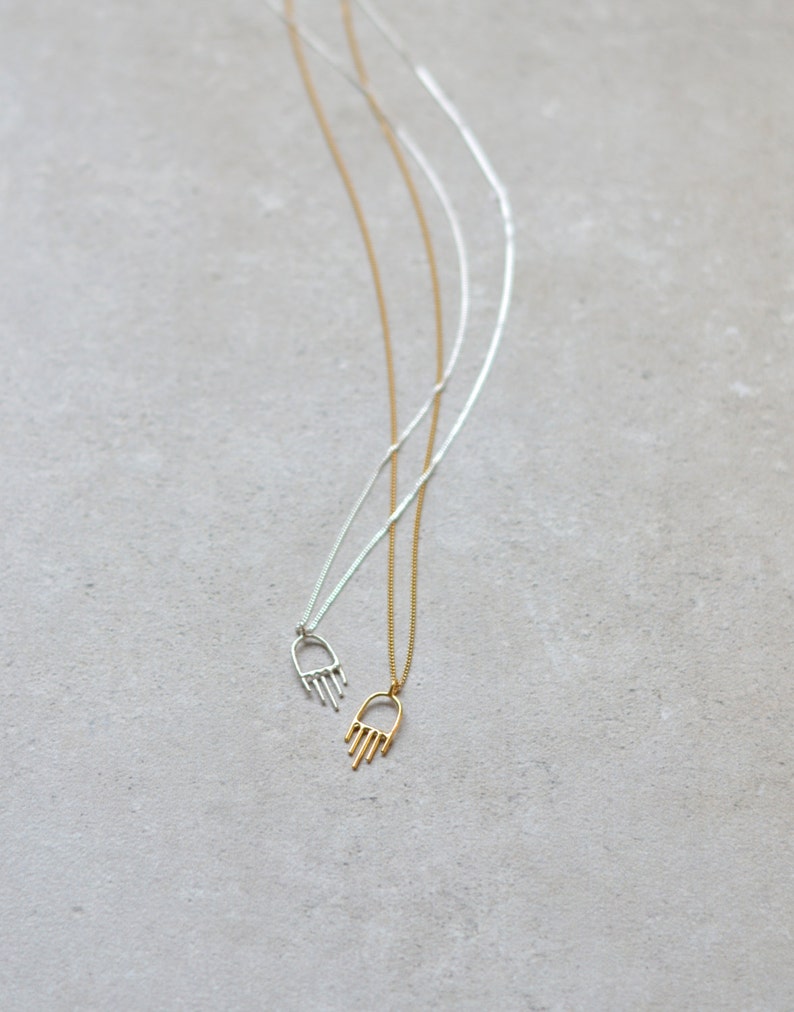 Mini Hamsa necklace minimalist sterling silver necklace image 1