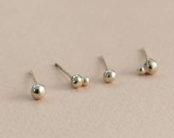 Small Stud Earrings, Round Stud Earrings, Ball Stud Earrings, Sterling Silver Stud Earrings for Women, Nugget Earrings, Mix Match Earrings