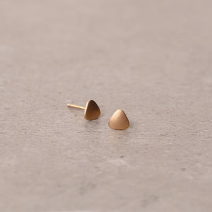 gold triangle round earrings, tiny triangle stud earrings, minimalist, simple posts, stacking studs, holiday gift, gift for her, small post image 3
