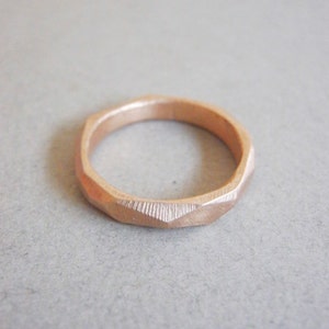 rose gold faceted ring, 14k gold, ring for men and woman, rustic finish, wedding band, fine jewelry,one of a kind, engagement ring, raw