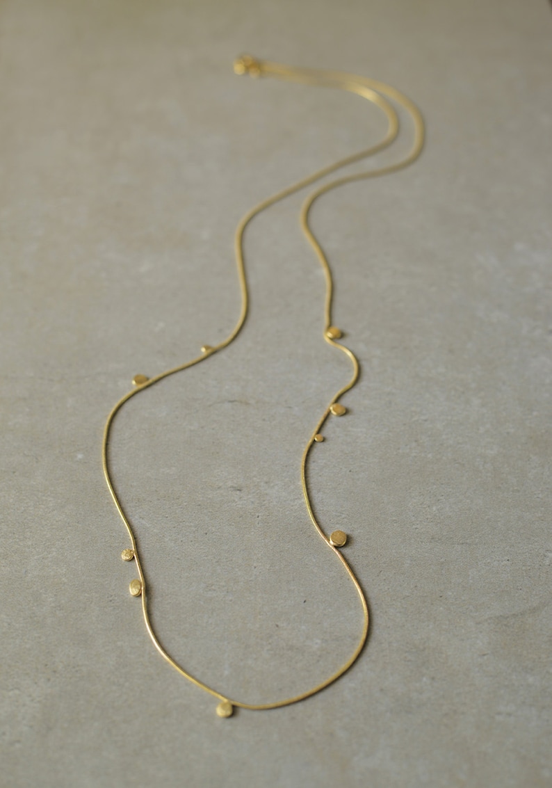 gold dot necklace, long gold necklace, perfect Christmas gift, simple and delicate, minimalist necklace, elegant, one of a kind,baladi buzz image 1