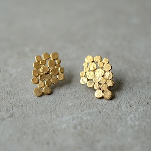 gold cluster earrings, small version, valentine&#39;s gift, hand made earrings, bridal earrings, holiday bridesmaid gift, gift for woman, baladi