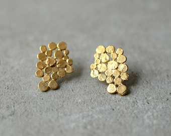 gold cluster earrings, small version, valentine's gift, hand made earrings, bridal earrings, holiday bridesmaid gift, gift for woman, baladi