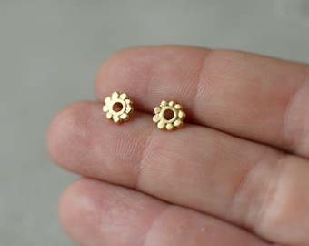 Hindi flower earrings, gift for her ,small golden flower post minimalist earrings,stacking earrings, tiny studs, baladi, hindu