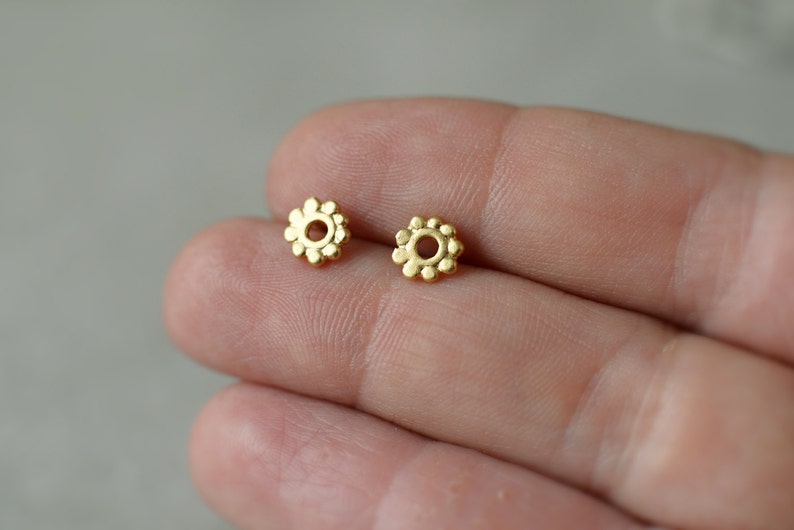 Flower Stud Earrings, Tiny Stud Earrings, Flower Jewelry, Minimalist Gold Stud Earrings, Small Stud Earrings, Delicate Earrings, Nature image 2