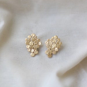 gold cluster earrings, small version, valentine's gift, hand made earrings, bridal earrings, holiday bridesmaid gift, gift for woman, baladi image 3