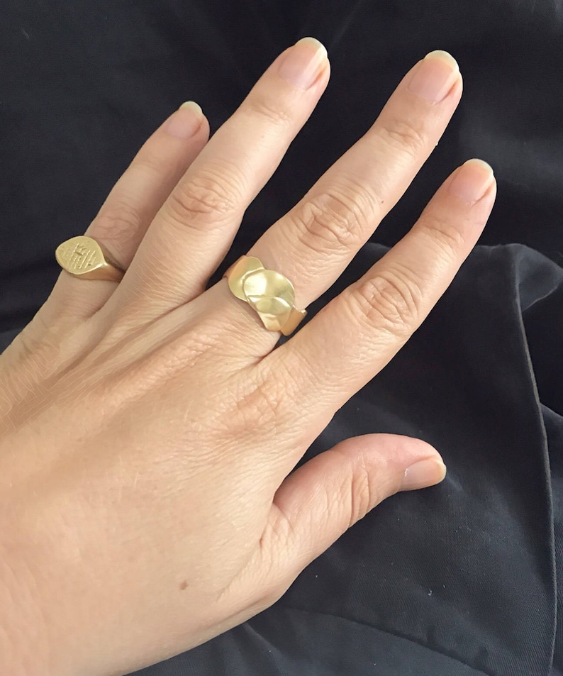 Petal ring, brass ring, holiday day gift, gift for woman, designer original bronze ring, hand made, baladi, statement ring, raw, rustic image 7