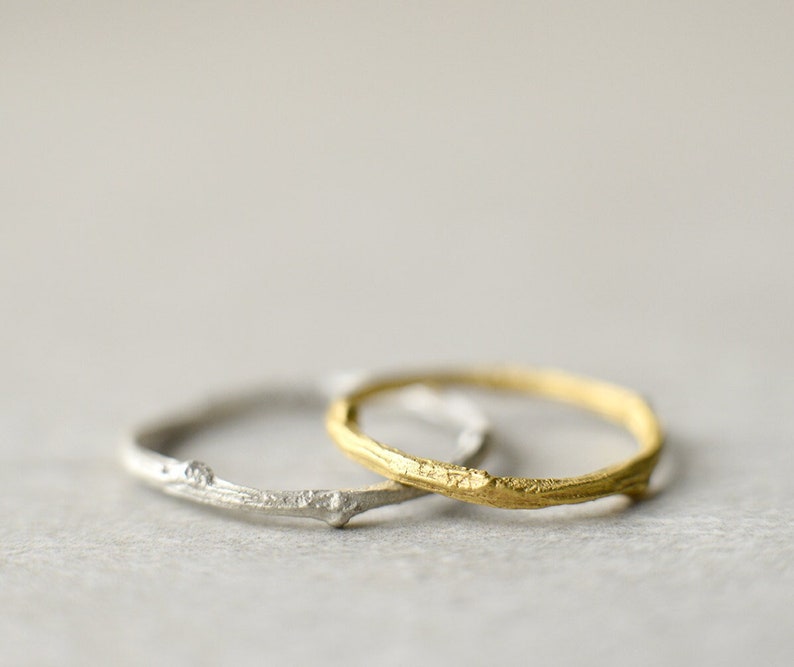 Unique Ring for Women, Organic Ring, Twig Ring, Gold Stacking Ring, Nature Inspired Jewelry, Branch Ring, Dainty Gold Ring, Minimalist Ring image 1