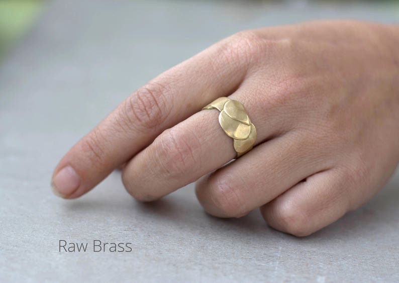 Petal ring, brass ring, holiday day gift, gift for woman, designer original bronze ring, hand made, baladi, statement ring, raw, rustic image 3