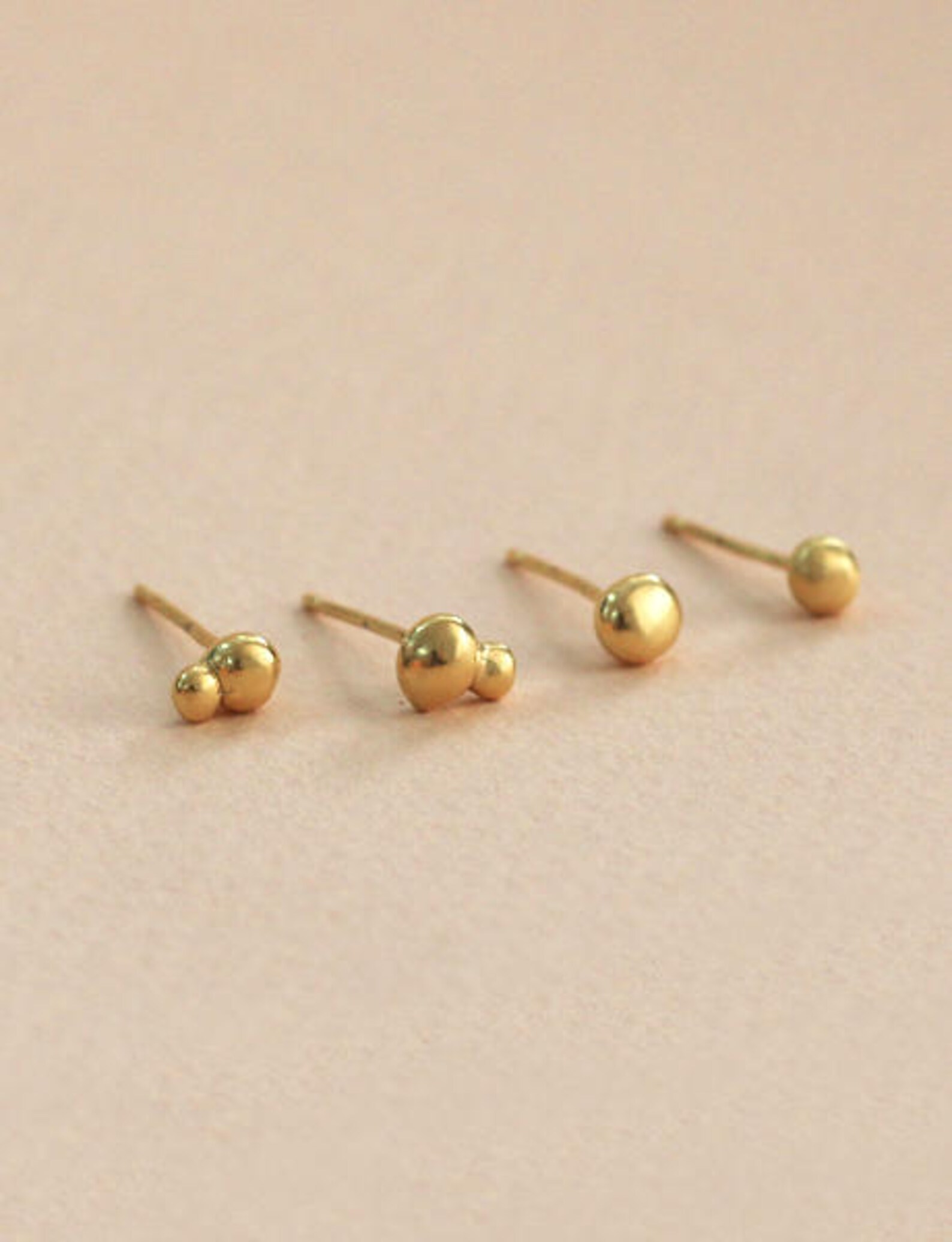 •TINY HEX NUGGET• recycled silver stud earrings