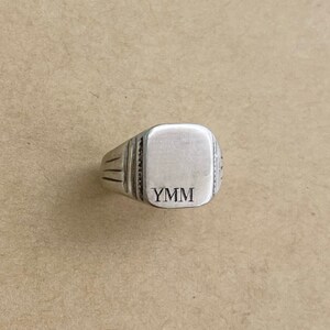 Personalized Signet Ring, White Gold Signet Ring, Unique Gold Jewelry, Initial Signet Ring, Square Signet Ring, Customized Signet Ring image 2