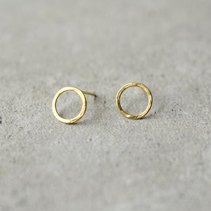 circle gold earrings, minimalist studs, wire circle Baladi earrings, love, simple studs, round earrings, bridal, wedding, bridesmaid gift image 1