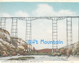 Vintage Postcard - Sunset Train Route Bridge - Southern Pacific Railroad