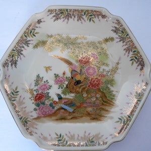 Vintage Japanese Peacock Design Decorative Collectible Plate Dish - Free Domestic Shipping