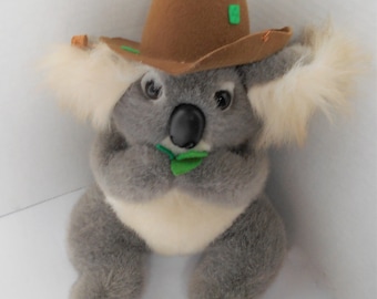 Vintage Australian Koala Cowboy Plush Animal