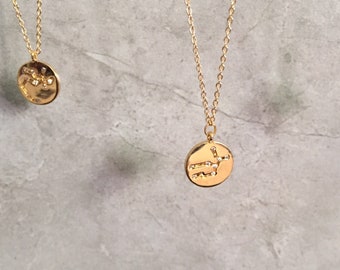 Zodiac Sign Constellation Coin Necklace- Astrology Sign- Gold Star Sign- Zodiac Jewelry - Constellations - Zodiac Birthday Gifts