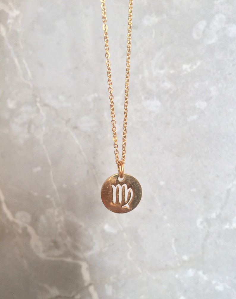 Gold Taurus Symbol Zodiac Disc Necklace Astrology Coin Star Sign Zodiac Jewelry Constellations Zodiac Birthday Gifts image 6