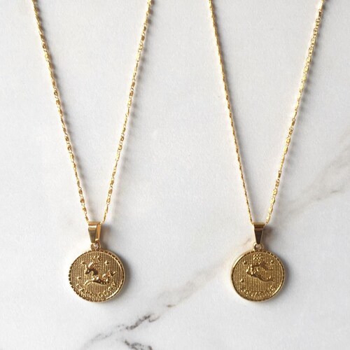 1 Zodiac Coin Medallion Necklace 