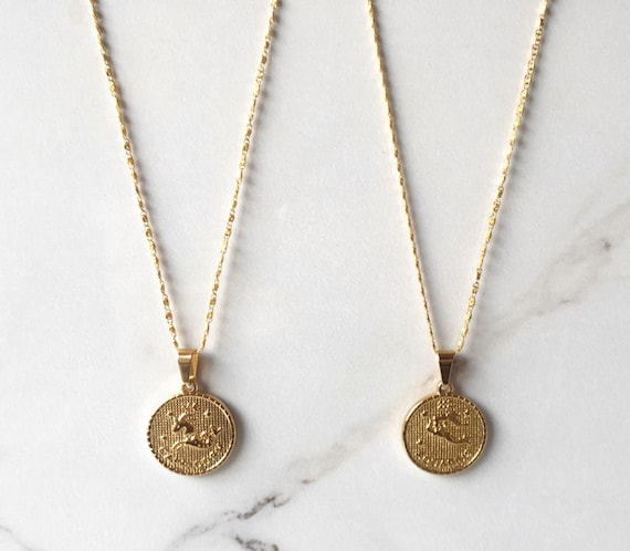 1 Zodiac Coin Medallion Necklace 