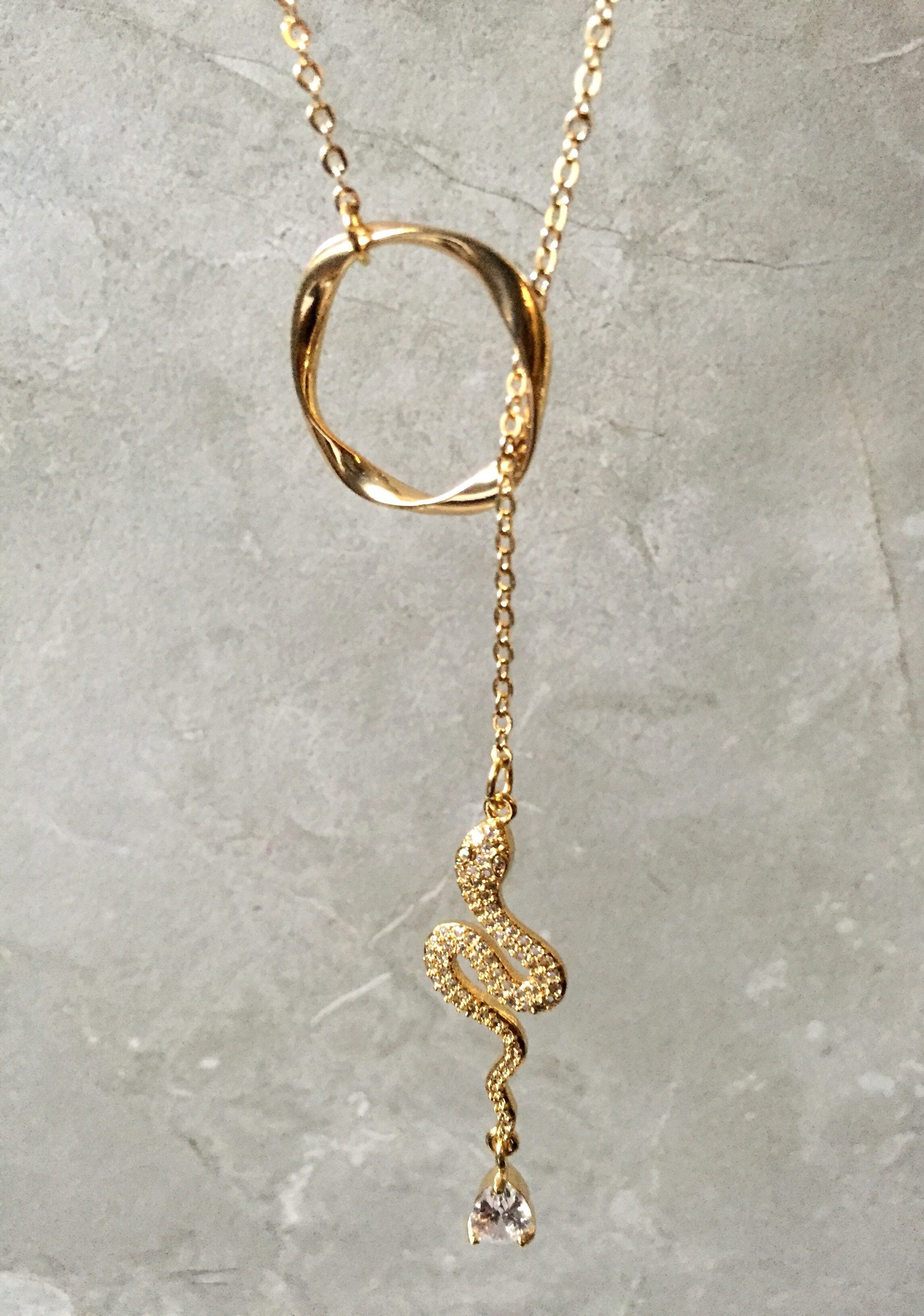 Snake Threader Necklace Serpent Pendant Minimalist Jewelry Etsy