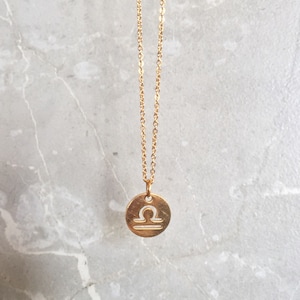 Gold Taurus Symbol Zodiac Disc Necklace Astrology Coin Star Sign Zodiac Jewelry Constellations Zodiac Birthday Gifts image 1