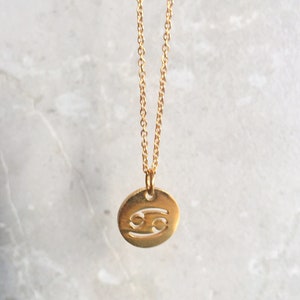 Gold Taurus Symbol Zodiac Disc Necklace Astrology Coin Star Sign Zodiac Jewelry Constellations Zodiac Birthday Gifts image 2