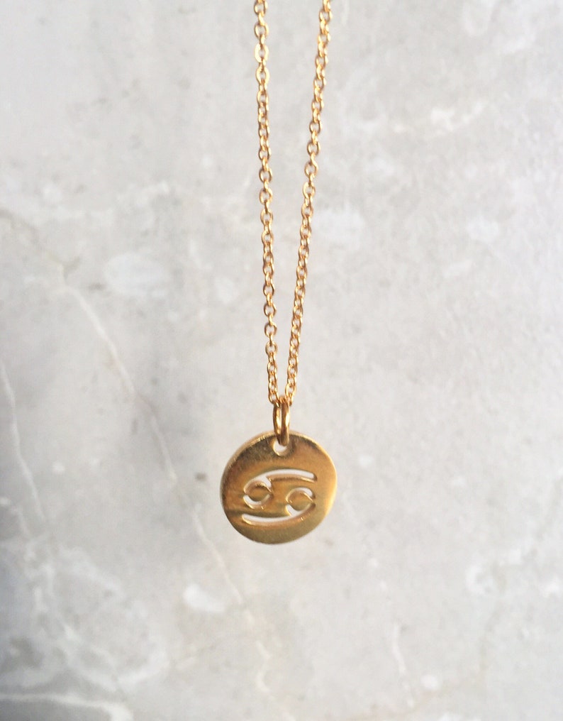 Gold Taurus Symbol Zodiac Disc Necklace Astrology Coin Star Sign Zodiac Jewelry Constellations Zodiac Birthday Gifts image 2