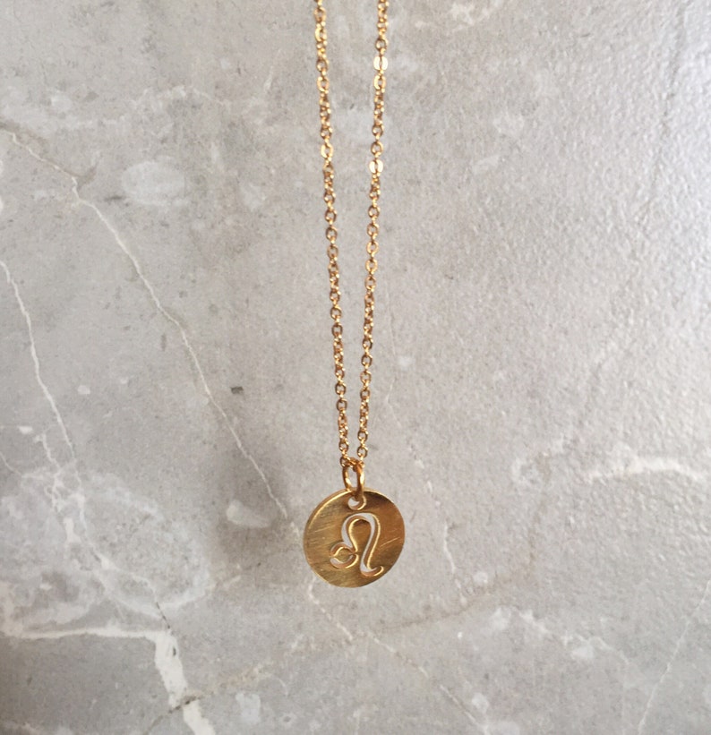 Gold Taurus Symbol Zodiac Disc Necklace Astrology Coin Star Sign Zodiac Jewelry Constellations Zodiac Birthday Gifts image 5