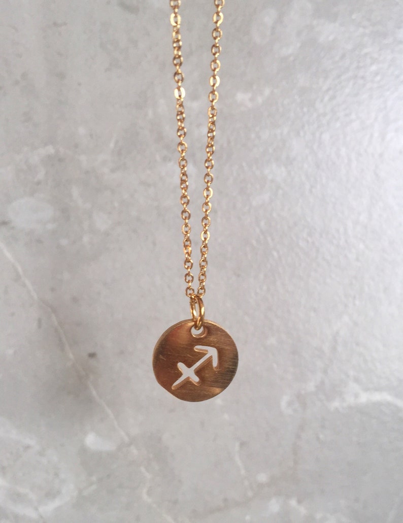 Gold Taurus Symbol Zodiac Disc Necklace Astrology Coin Star Sign Zodiac Jewelry Constellations Zodiac Birthday Gifts image 7