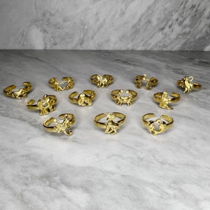 Astrology Sign Ring - zodiac jewelry- Adjustable Ring- Holiday Gifts - Gold Ring