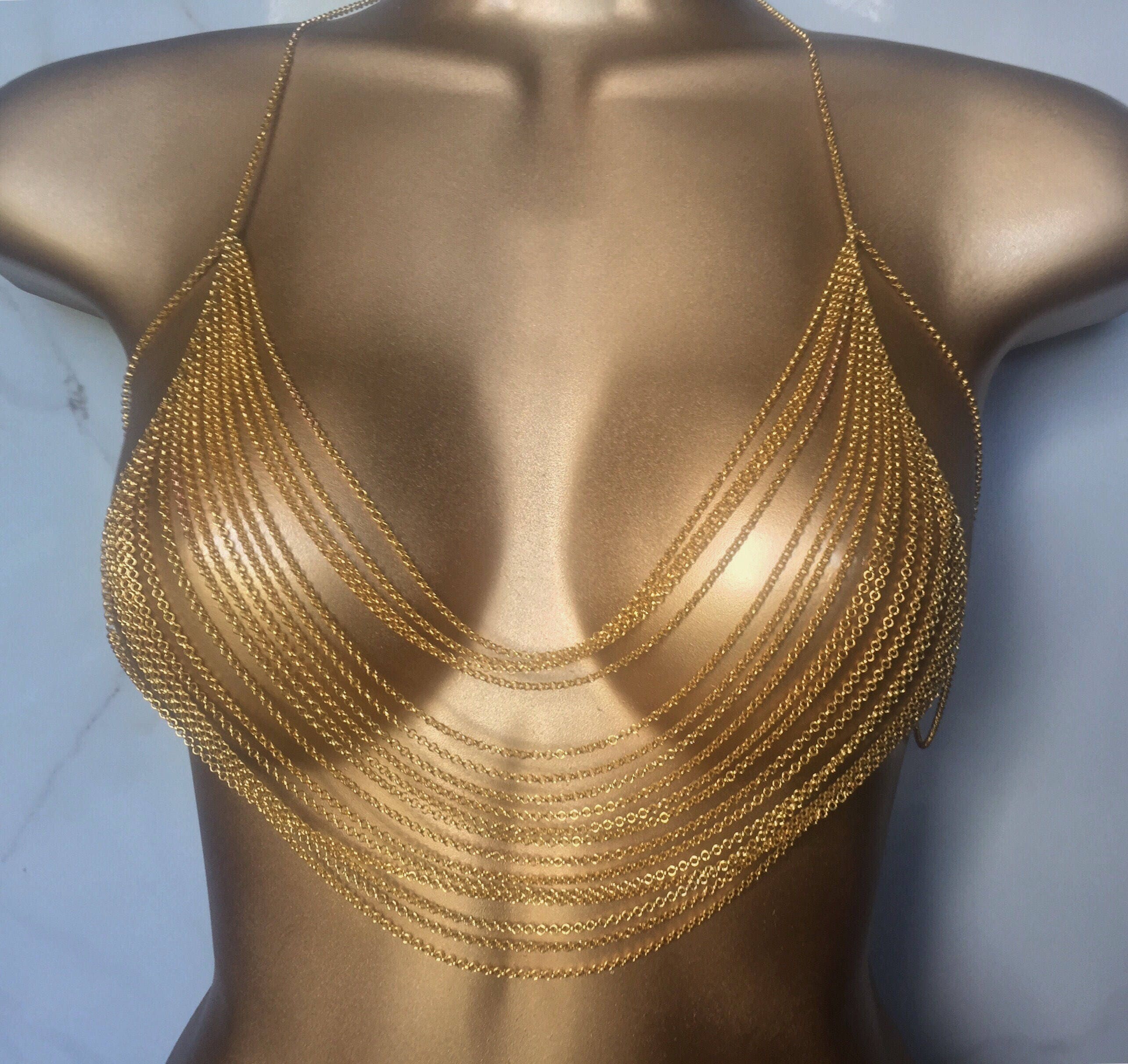 Goddess Bra Chain Top Body Jewelry Jewelry Bra Body Chain Bra Layered Chain  Top Sexy Lingerie Body Harness Gifts for Her -  Israel