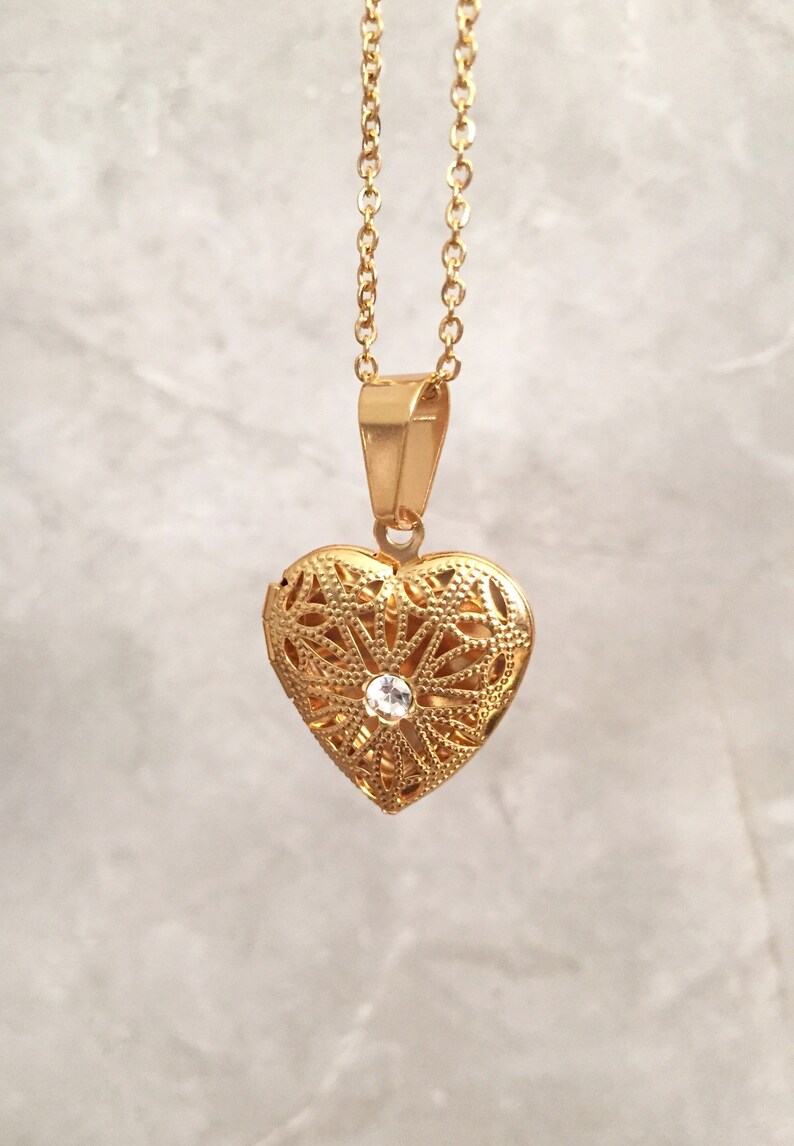 Gold Heart Shaped Locket Necklace Gifts for Her Jewelry for Etsy