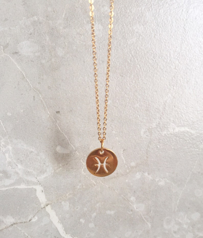 Gold Taurus Symbol Zodiac Disc Necklace Astrology Coin Star Sign Zodiac Jewelry Constellations Zodiac Birthday Gifts image 3