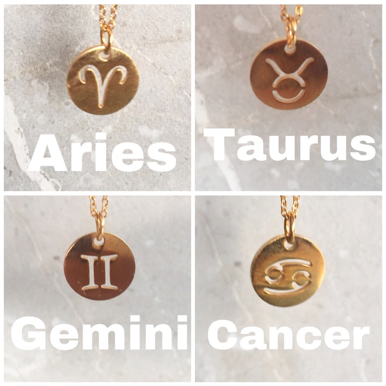 Gold Taurus Symbol Zodiac Disc Necklace Astrology Coin Star Sign Zodiac Jewelry Constellations Zodiac Birthday Gifts image 8
