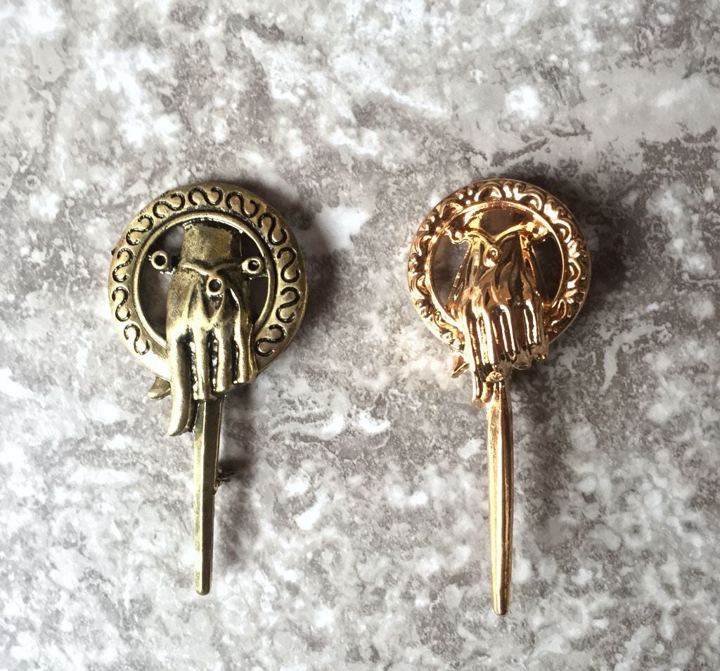 Mahi Men's Game of Thrones Antique Golden Hand of The King Pin 7cm Brooch